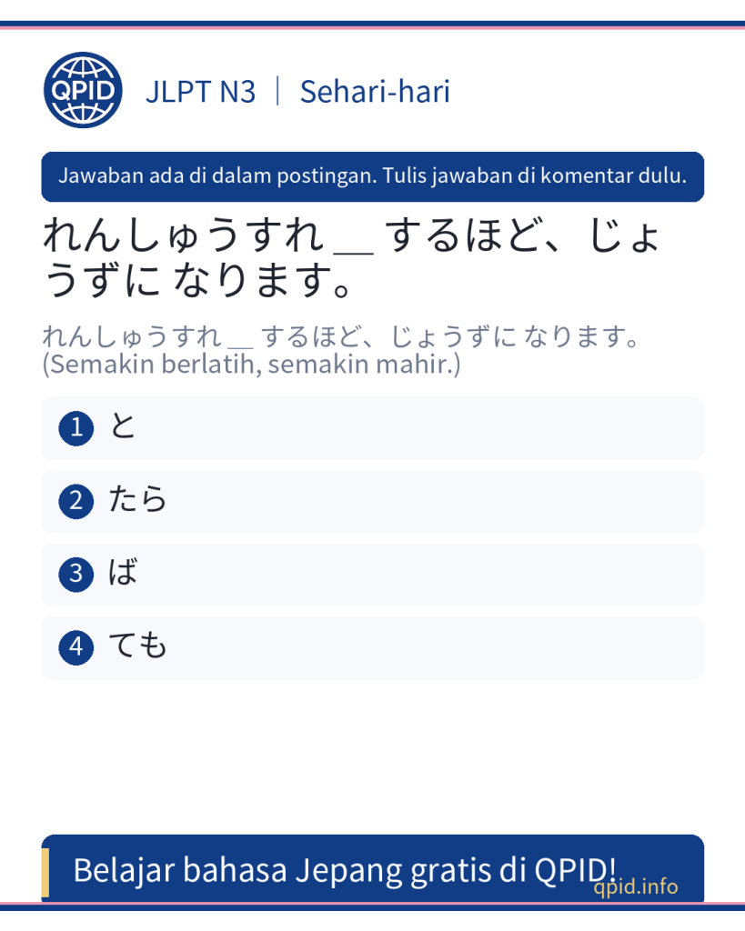 Cara Penggunaan ば dalam Kalimat Kondisional Bahasa Jepang - JLPT N3