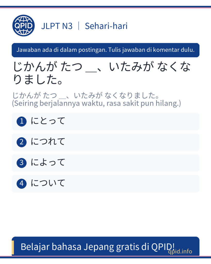 Arti dan Penggunaan につれて dalam Bahasa Jepang JLPT N3