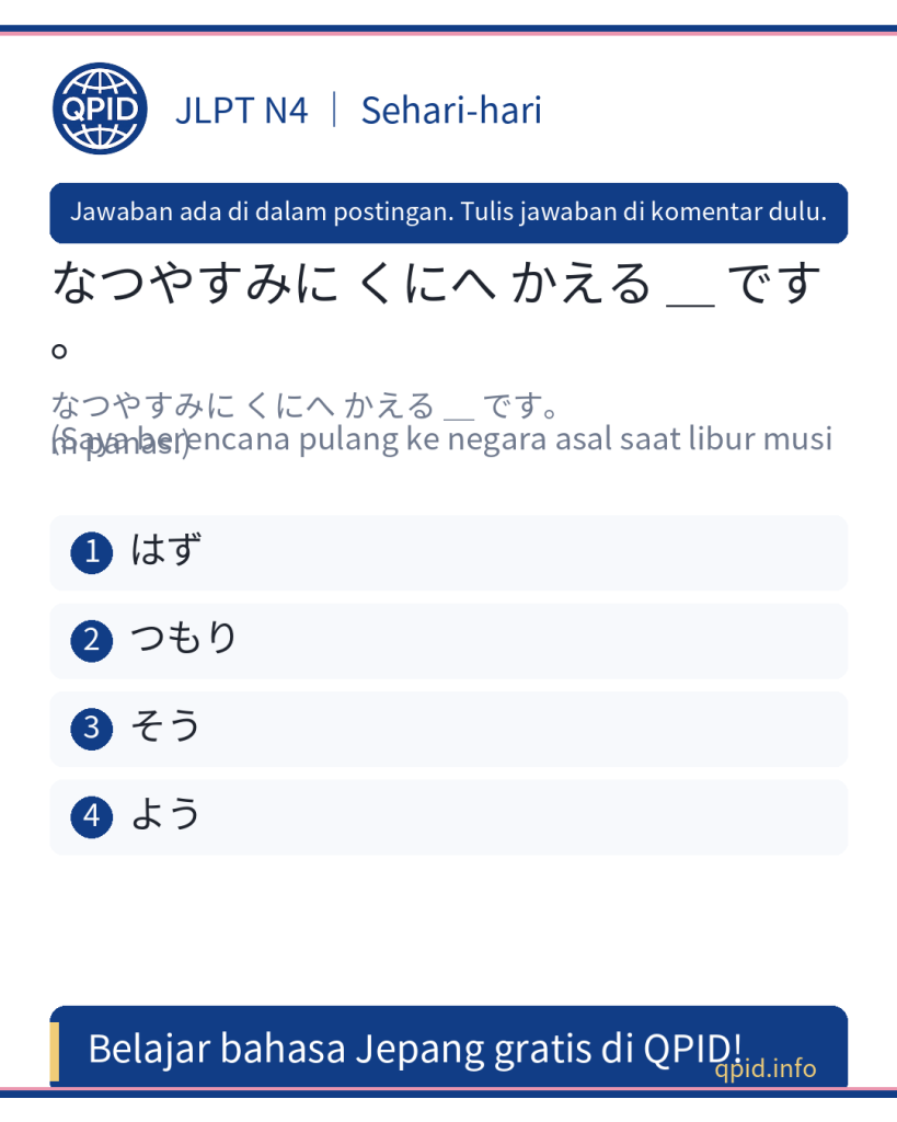 つもり - Niat dan Rencana dalam Bahasa Jepang (JLPT N4) untuk Pekerja Magang
