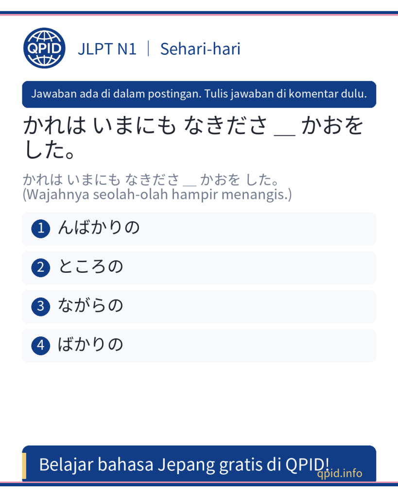 Penggunaan んばかりの dalam Bahasa Jepang JLPT N1: Arti dan Contoh Kalimat