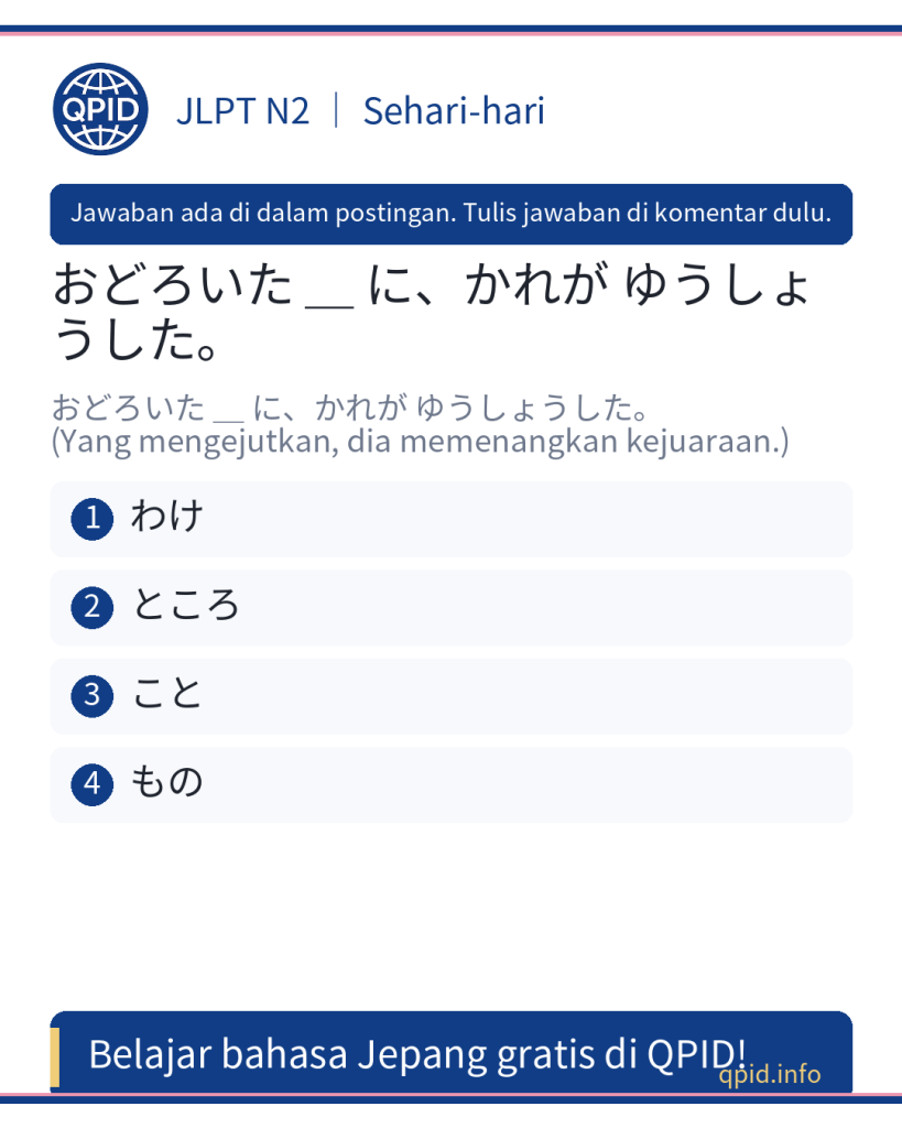 Penggunaan こと dalam kalimat おどろいたことに - JLPT N2