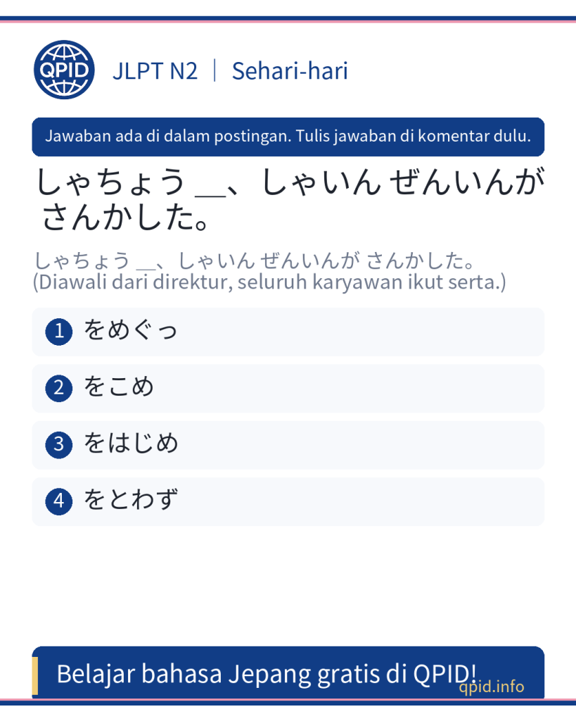 Arti 〜をはじめ dalam Bahasa Jepang JLPT N2: Cara Penggunaan dan Contoh