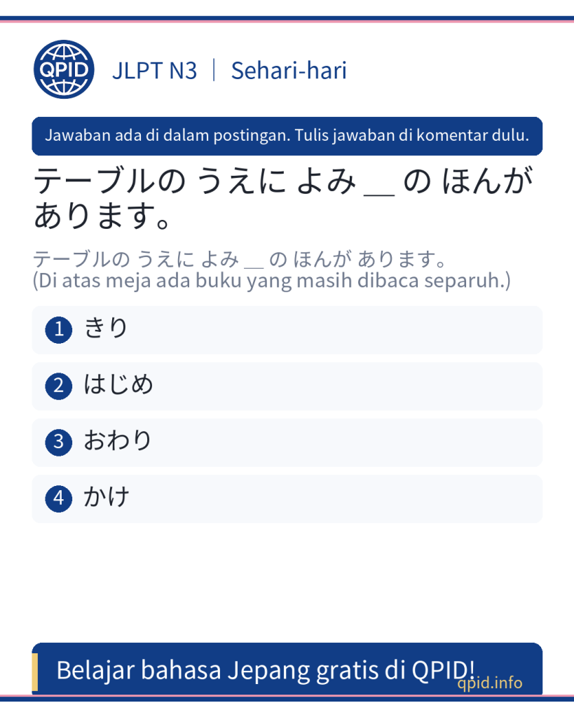 Arti かけ Bahasa Jepang N3 - Pelajari arti dan penggunaan かけ