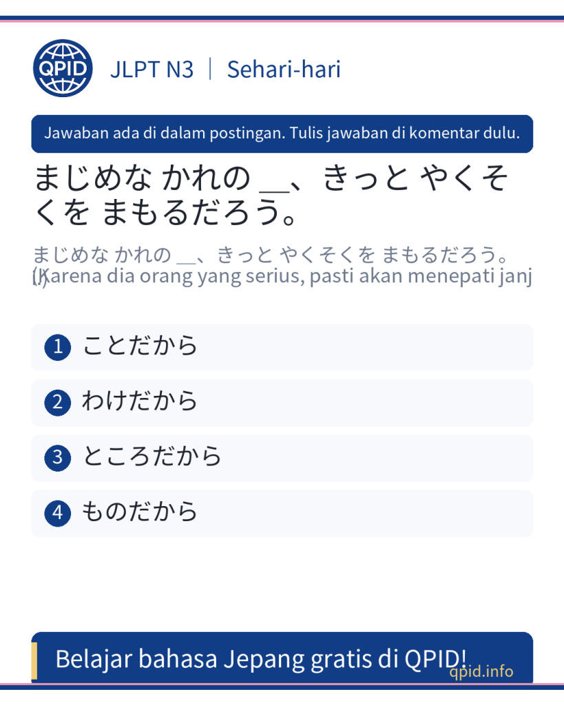 Penjelasan ことだから: Arti dan Penggunaan dalam Bahasa Jepang JLPT N3