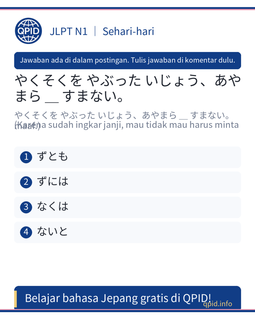 Arti 'ずには' dalam Bahasa Jepang: Penjelasan Lengkap Soal JLPT N1
