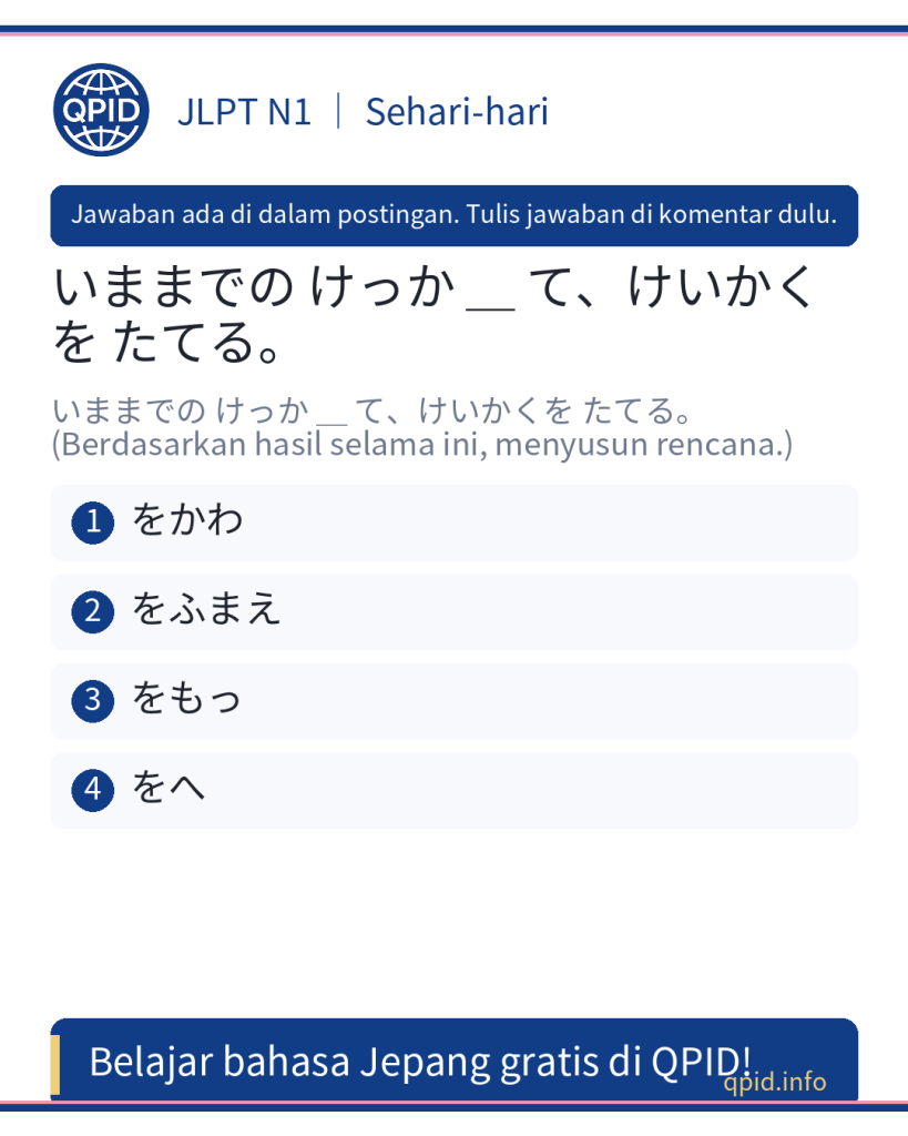 Penjelasan arti dan penggunaan をふまえ dalam bahasa Jepang JLPT N1