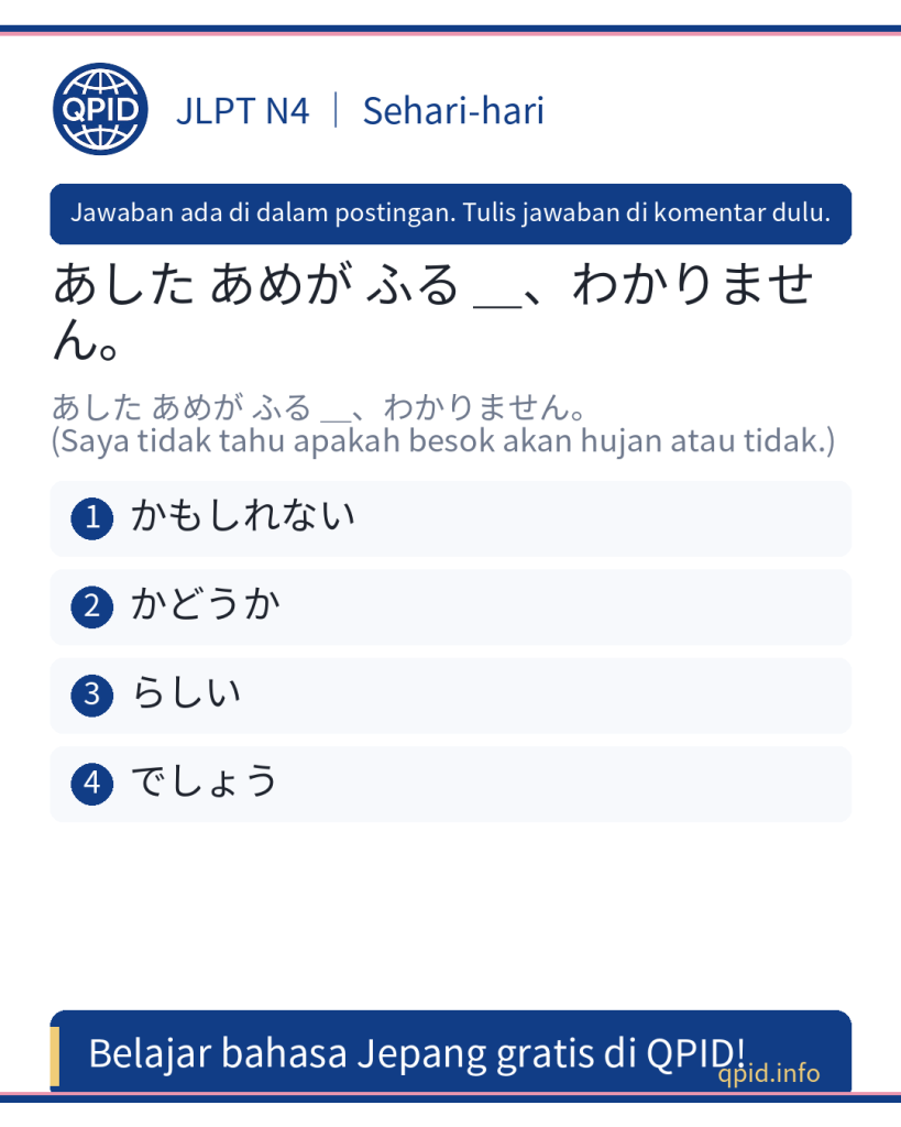 Cara Menggunakan かどうか dalam Bahasa Jepang N4 - Penjelasan dan Contoh