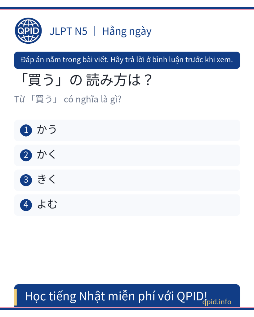 Mua (買う) tiếng Nhật - JLPT N5: Cách đọc và sử dụng từ 買う