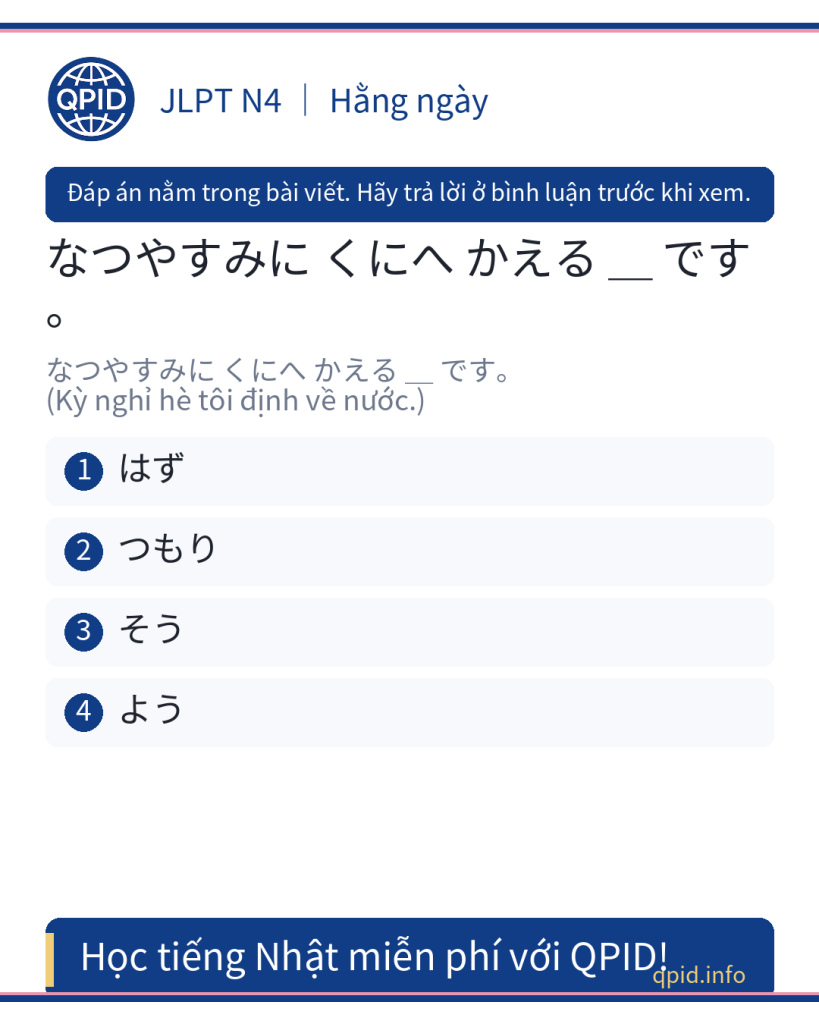 つもり - Ý định, dự định (JLPT N4) - Học tiếng Nhật cho thực tập sinh