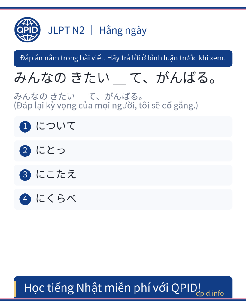 にこたえ (応える) nghĩa là gì? JLPT N2 – Cách dùng và ví dụ