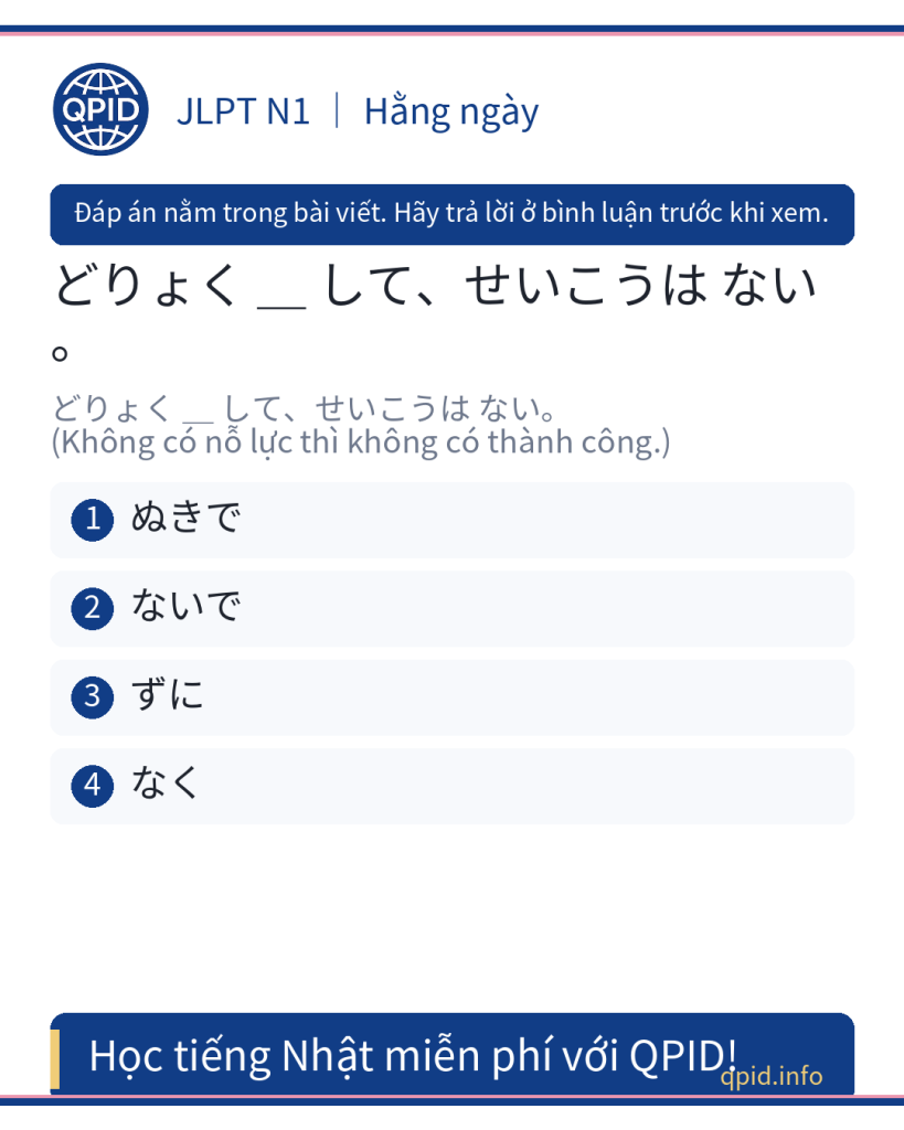 なく trong どりょく なくして、せいこうはない (N1) - Cách dùng và ý nghĩa