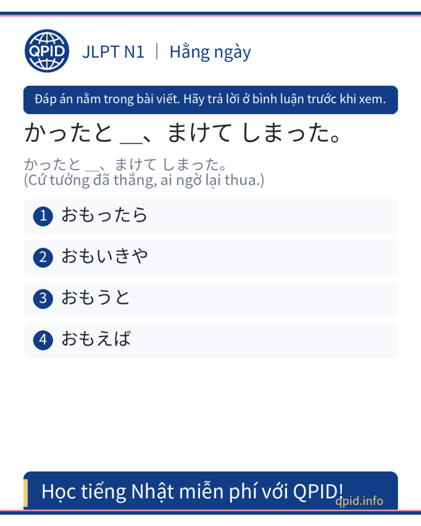 おもいきや nghĩa là gì? Giải thích và ví dụ JLPT N1